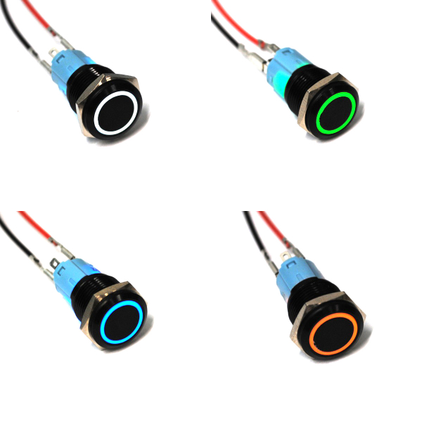 16mm latching LED Start/Stop Aluminium Button Kit