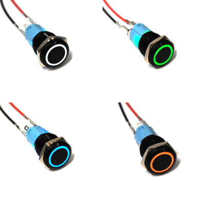 16mm latching LED Start/Stop Aluminium Button Kit